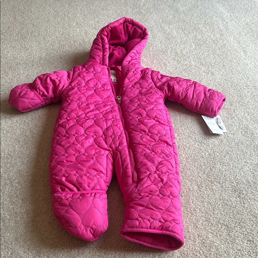 Pink Quilted Baby Snowsuit by Jessica Simpson size 12M